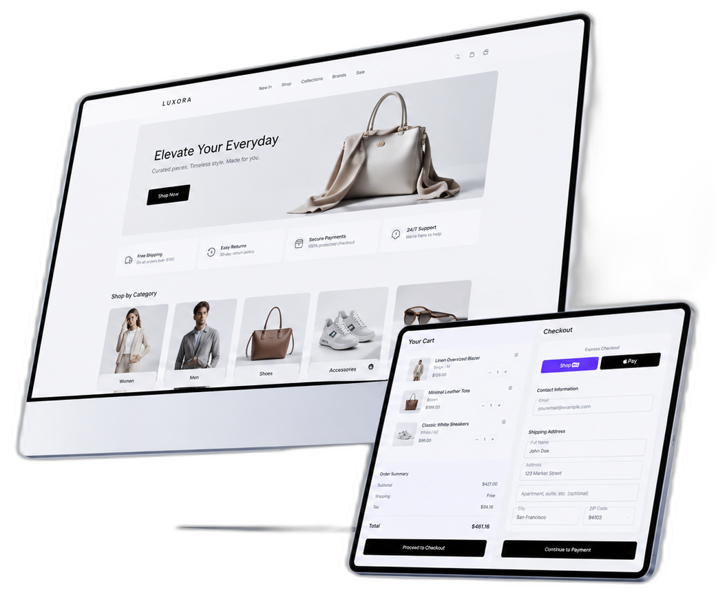 E-Commerce Platform on Desktop and Tablet